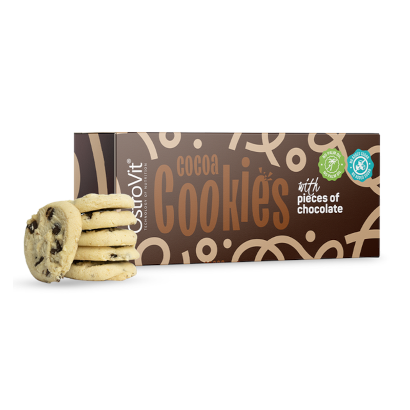 OstroVit Cocoa Cookies with Chocolate 130g - Dietetyczne Ciastka