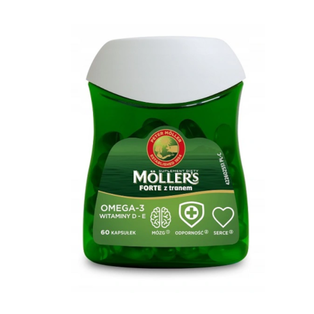 Mollers Forte Omega + D + E - Kwasy Omega 3, Witamina D i E
