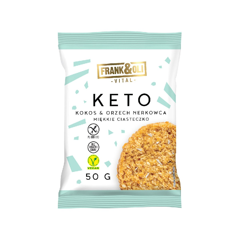 Frank&Oli Keto Ciastko Kokos & Orzech Nerkowca 50g - Dietetyczna Przekąska KETO