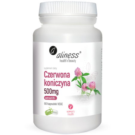 Aliness Czerwona Koniczyna Ekstrakt 8% 500mg 90vkaps - Wsparcie menopauzy