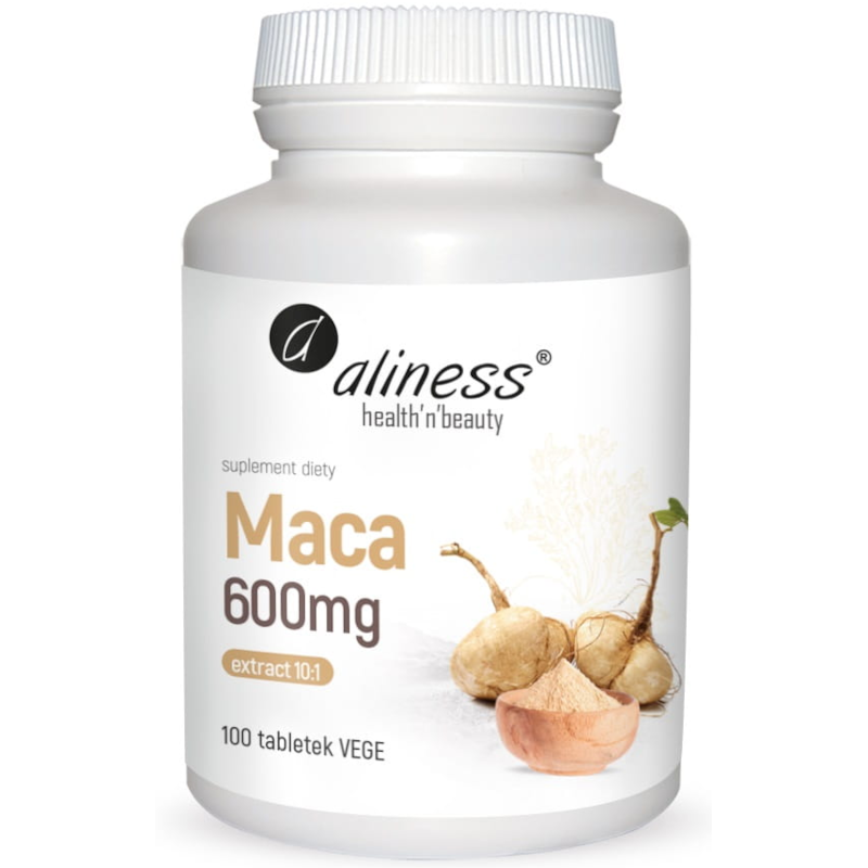 Aliness Maca Ekstrakt 10:1 600mg 100tab – Wsparcie Witalności i Płodności