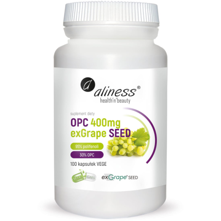 Aliness OPC exGrapeSeeds 400mg 100 kaps. vege - Antyoksydanty z pestek winogron