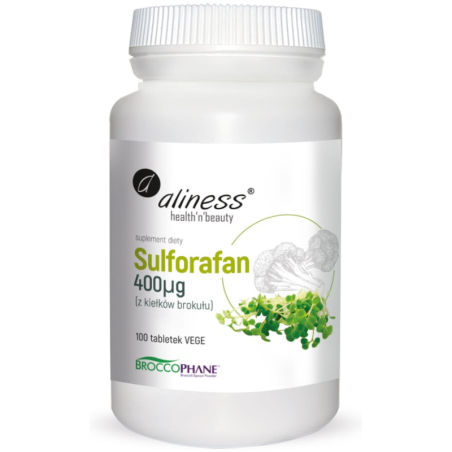 Aliness Sulforafan 400µg 100tab - Antyoksydant z kiełków brokułu