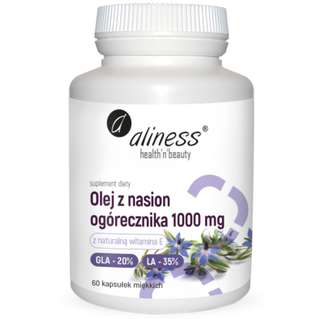Aliness Olej z Ogórecznika 1000mg - Omega 6, GLA, LA, Witamina E