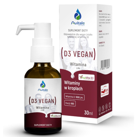 Avitale Witamina D3 Vegan 1000IU 30ml - Suplement dla wegan