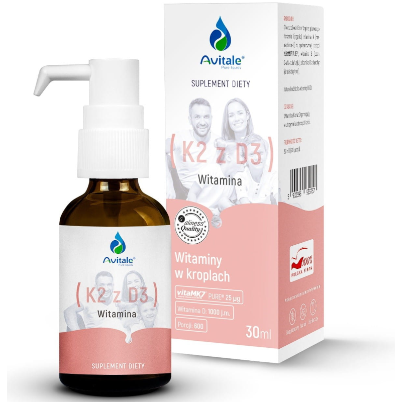 Avitale Witamina K2 + D3 FORTE 30ml - Wzmocnienie Kości i Odporności