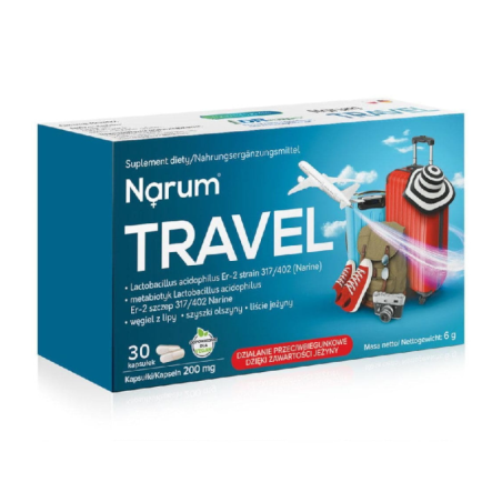 Narum Travel 200mg - wsparcie trawienia i odporności w podróży