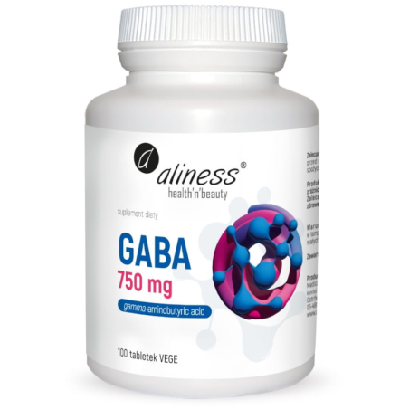 Aliness GABA 750mg 100tab - Na sen i bezsenność | biotechsklep.pl