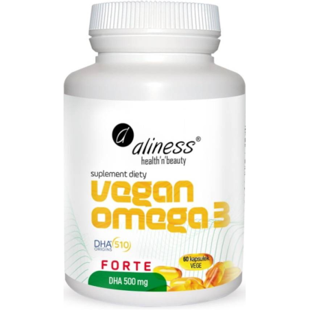 Aliness Vegan Omega 3 FORTE DHA 500mg - Wegańskie źródło kwasów Omega-3