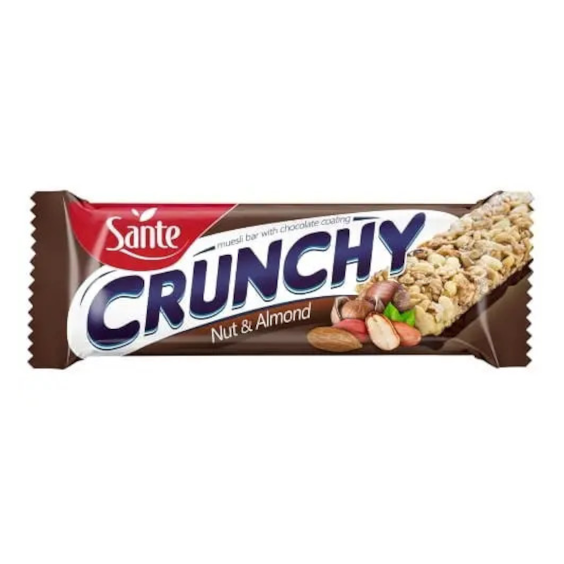 Sante Crunchy Baton Orzech-Migdał Czekolada 40g - Energetyczny baton owsiany