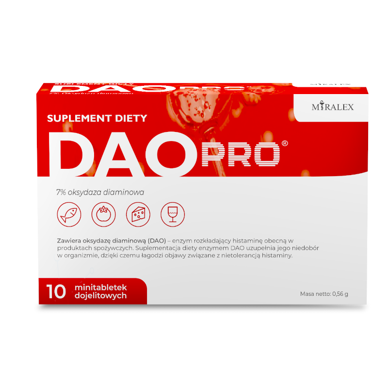Miralex DAOPRO 10 tabletek - Oksydaza Diaminowa (DAO) na nietolerancję histaminy