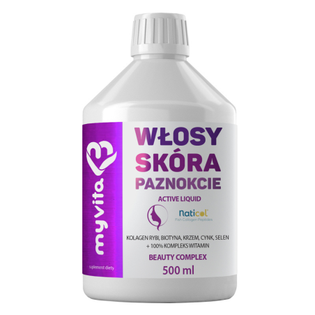 MyVita Włosy Skóra Paznokcie 500ml - Suplement na włosy, skórę i paznokcie