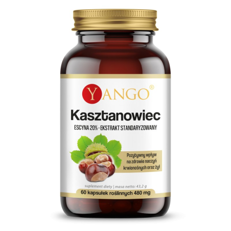 Yango Kasztanowiec Ekstrakt 20% Escyny 60 kaps. - Wsparcie naczyń krwionośnych