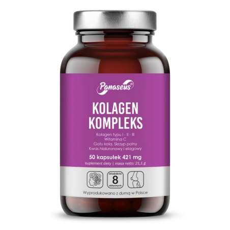 Panaseus Kolagen Kompleks 50 kaps - regeneracja stawów, skóra, włosy