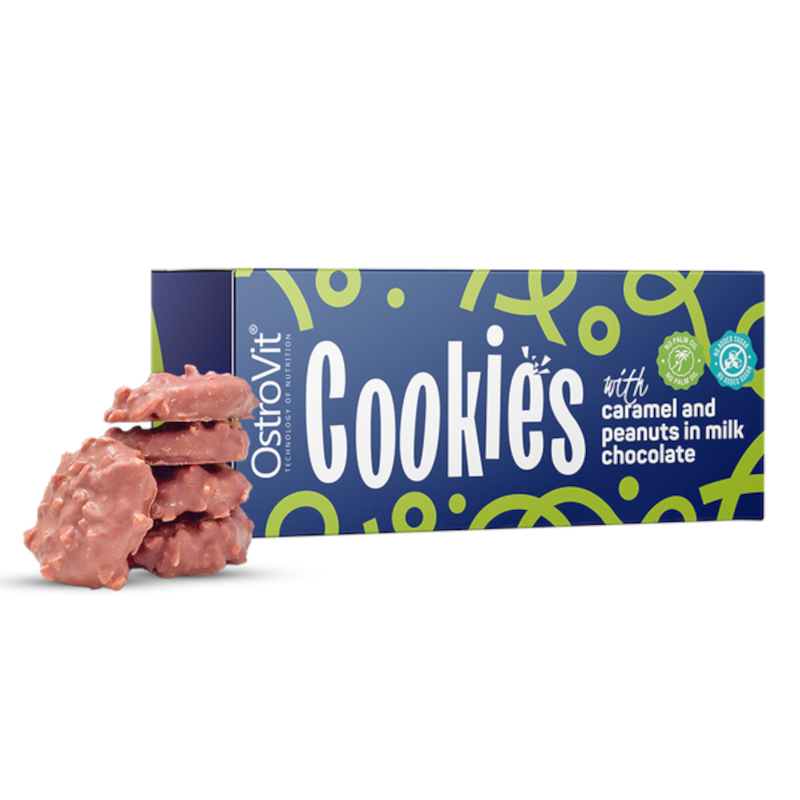OstroVit Cookies Caramel & Peanuts 100g - Dietetyczne Ciastka Bez Cukru