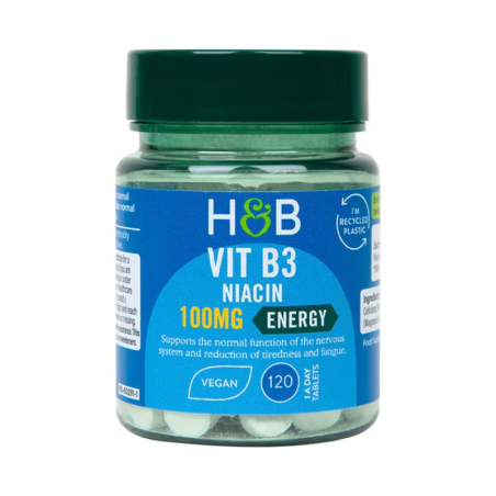 Holland & Barrett Niacin Vit B3 100mg 120tab - Witamina B3 na Energię i Zdrowie