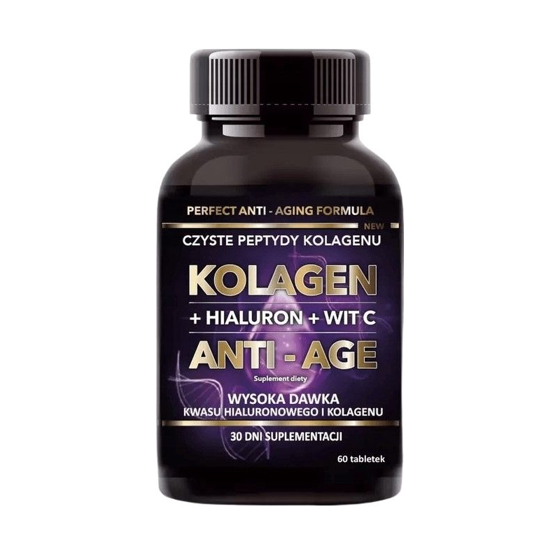 Intenson Kolagen Anti-Age + Hialuron + Wit C 60tab - Wsparcie Włosów, Skóry, Paznokci
