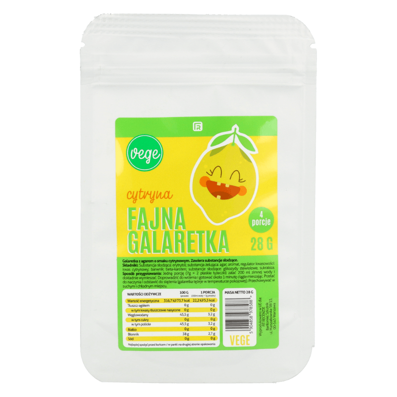 FITREC Fajna Galaretka Wegańska 28g - Bez Cukru, Wegańska