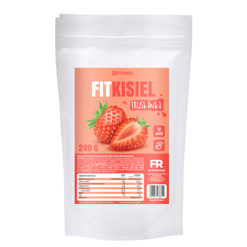 FITREC Fit Kisiel Bez Cukru Truskawkowy 240g - Zdrowy deser bez cukru