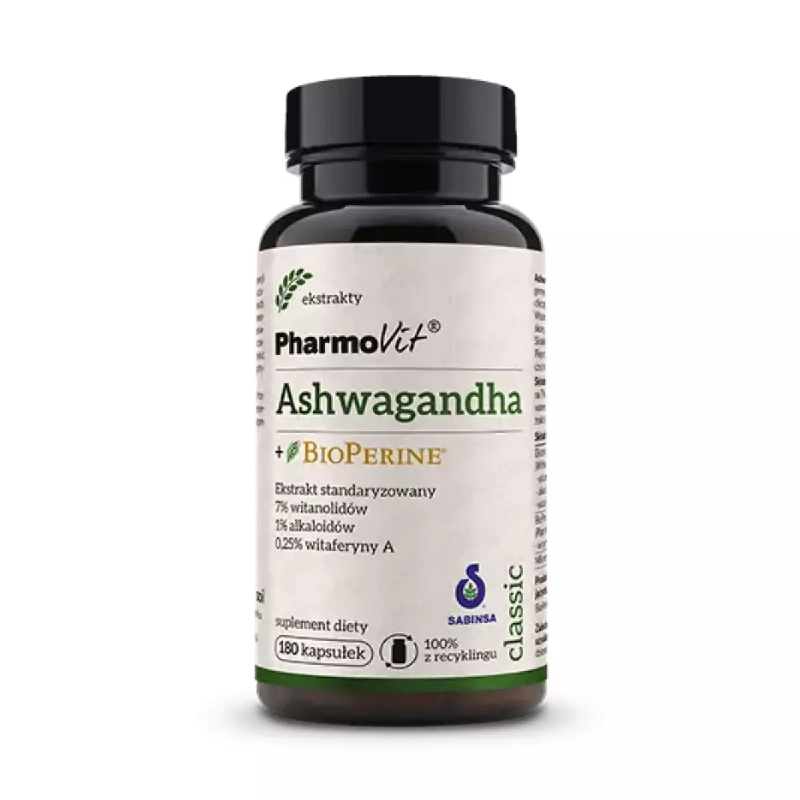 Pharmovit Ashwagandha + BioPerine 180 kaps – adaptogen na stres