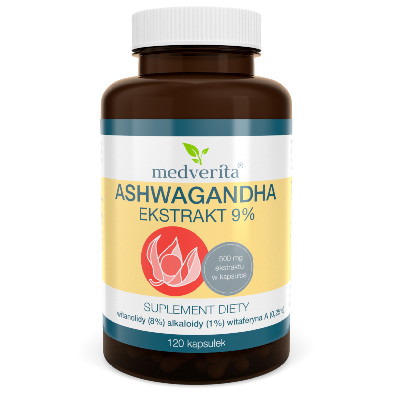 Medverita Ashwagandha Ekstrakt 9% 120kaps - Adaptogen na stres