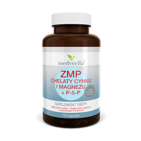 Medverita ZMP Chelaty Zn Mg + P5P 120kaps - Cynk, Magnez, Witamina B6
