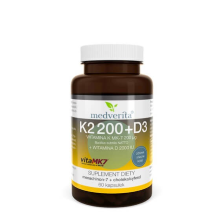 Medverita Witamina D3 2000IU + K2 MK-7 200ug - 60 kapsułek | Biotechsklep.pl