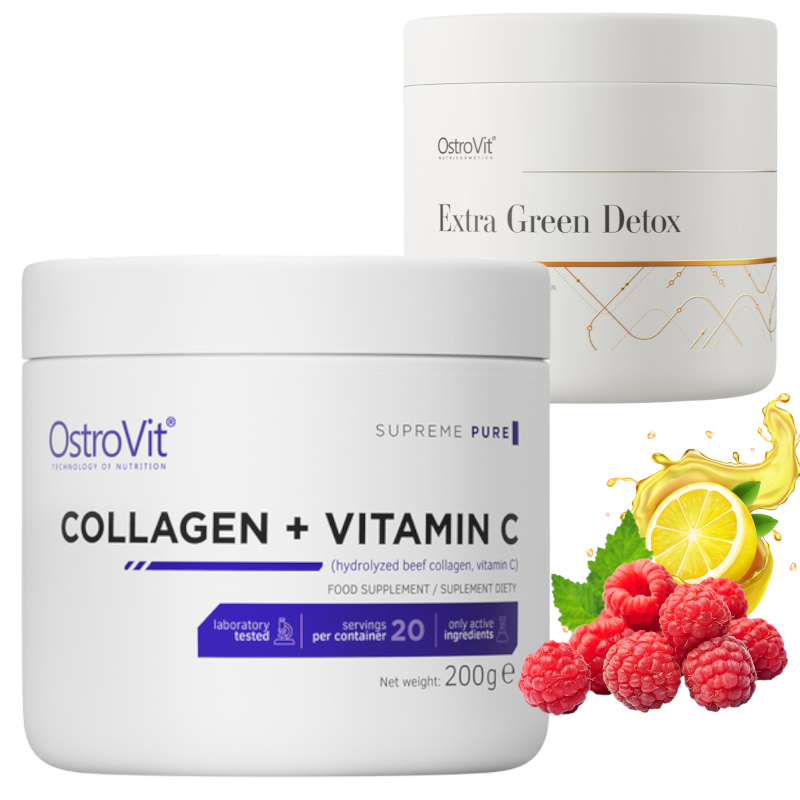 OstroVit Collagen + Vitamin C + Extra Green Detox 200g - Regeneracja i Detoks