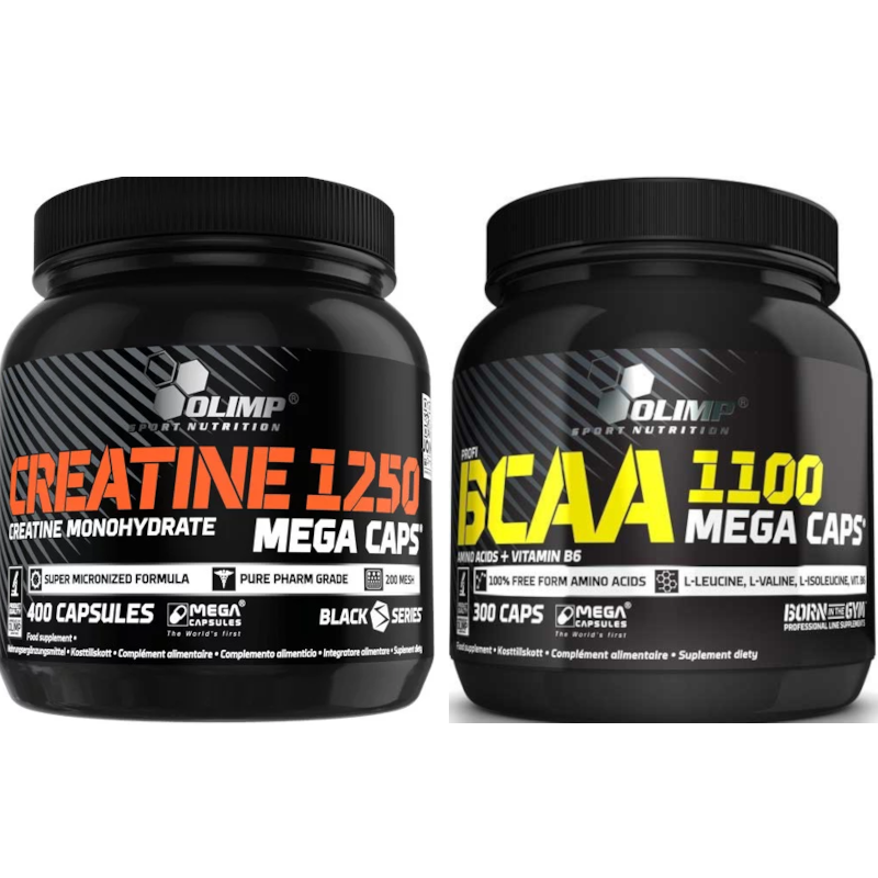 Olimp Nutrition BCAA 1100 Mega Caps + Creatine 1250 - Zestaw dla sportowców
