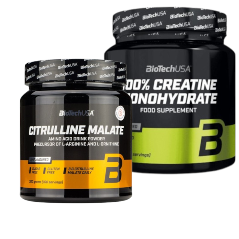 BioTechUSA Citrulline Malate + 100% Creatine Monohydrate 300g - Zestaw dla Mężczyzn