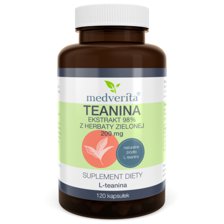 Medverita Teanina 200mg 120kaps - Ekstrakt z Zielonej Herbaty