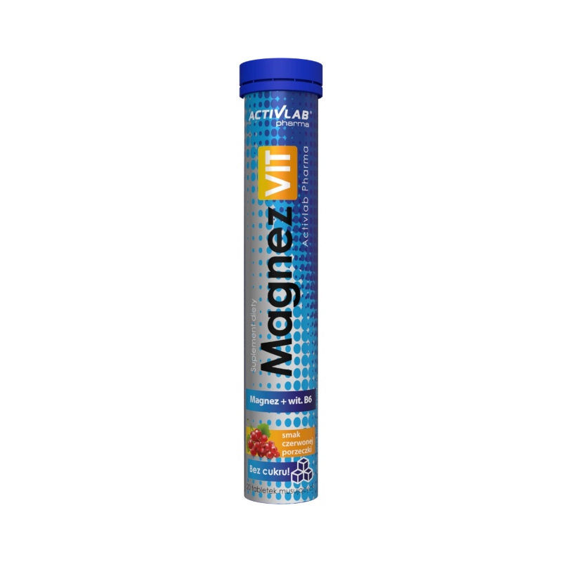 Activlab MagnezVit Magnez + B6 Czerwona Porzeczka 20tab - Skurcze, Stres, Energia