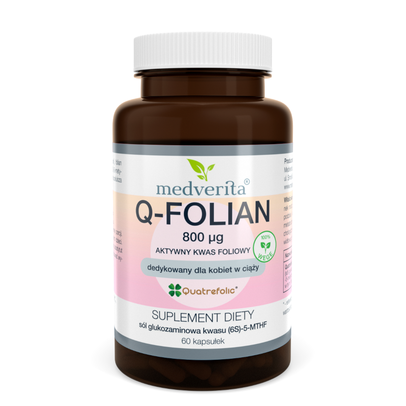 MEDVERITA Q-Folian 800µg - Aktywny Kwas Foliowy dla Kobiet w Ciąży 60kaps