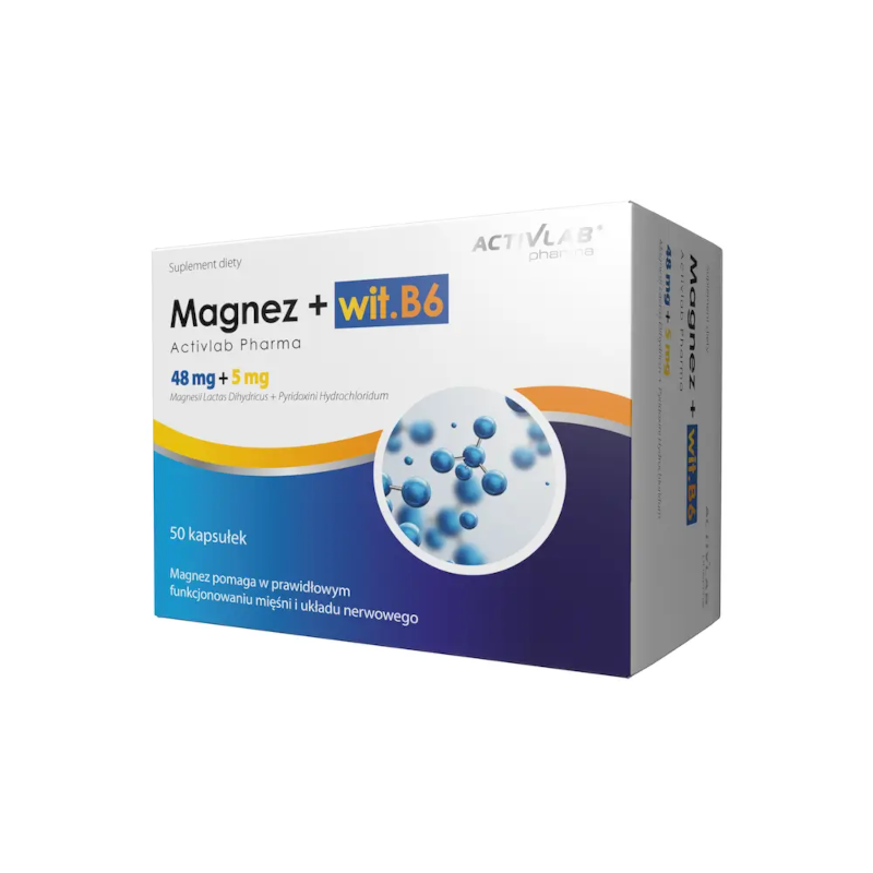 Activlab Magnez B6 50 kaps - Witamina B6 i Magnez na Stres i Energię