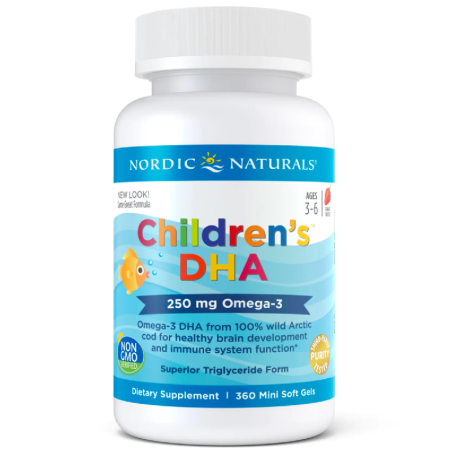 Nordic Naturals Children's DHA 250mg - 360 Softgels Truskawkowe