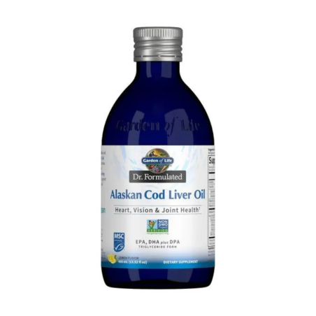 Garden of Life Alaskan Cod Liver Oil Cytrynowy 400ml - Kwasy Omega-3, Witaminy A i D