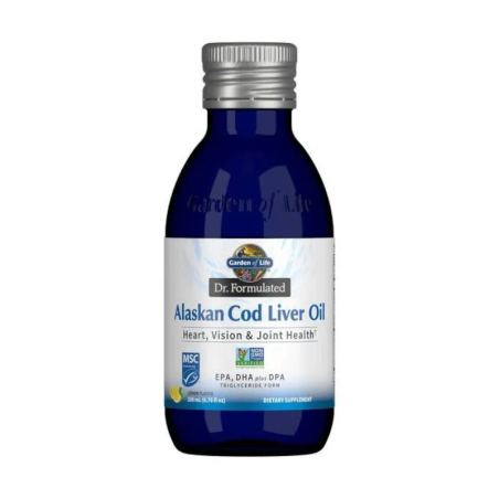 Garden of Life Alaskan Cod Liver Oil Cytrynowy 200ml - Kwasy Omega-3, Witaminy A i D