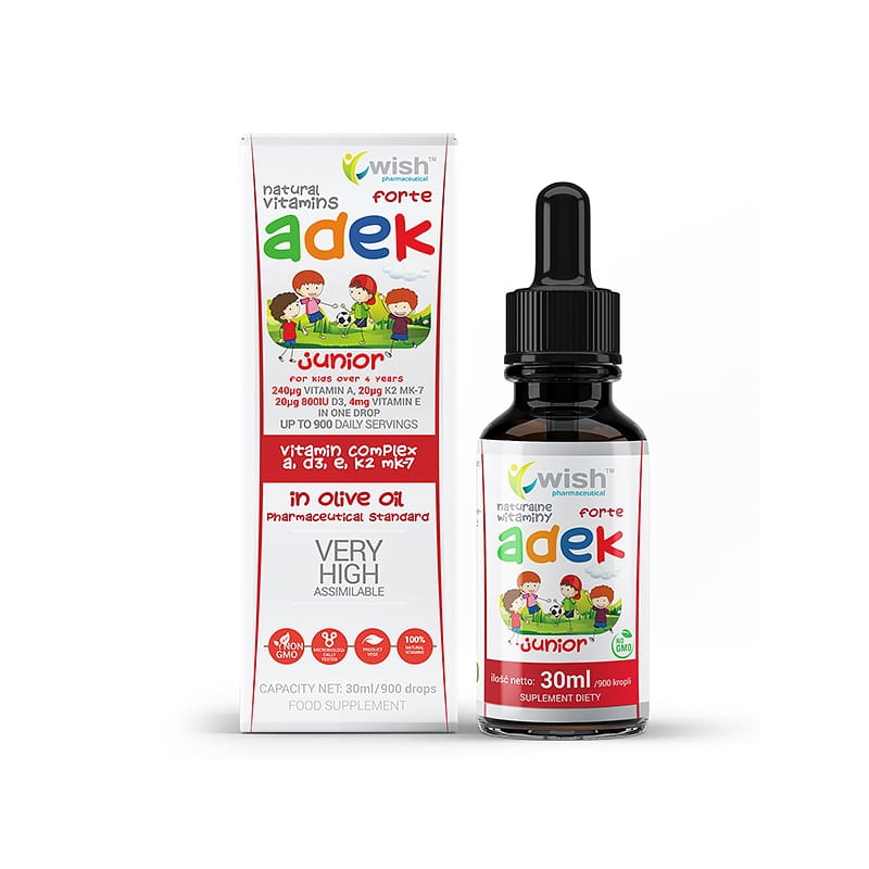 WISH ADEK Forte Junior 30ml - Witaminy dla dzieci