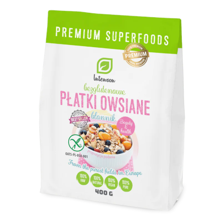 Intenson Płatki Owsiane Bezglutenowe 400g - Zdrowe śniadanie bez glutenu