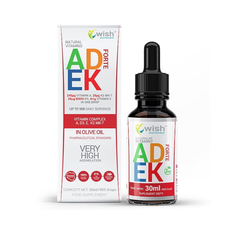 WISH ADEK Forte 30ml - Witaminy A, D, E, K - biotechsklep.pl