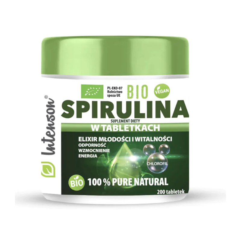 Intenson Bio Spirulina 100% 200 tab - wsparcie trawienia i witalności