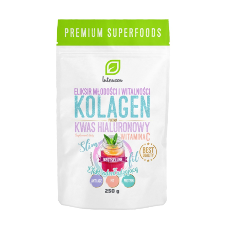 Intenson Kolagen + Wit C + Kwas Hialuronowy 250g - Wsparcie dla Włosów, Skóry i Paznokci