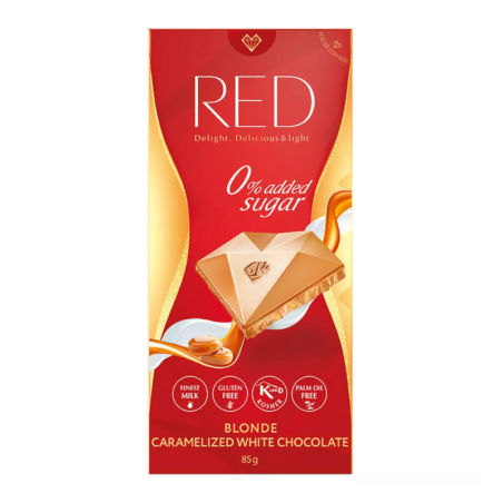 RED Delight Blonde Carmelized White Chocolate 85g - Zdrowa Czekolada Bez Cukru