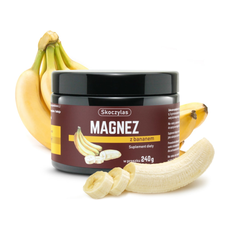 Skoczylas Magnez z Bananem 240g - Cytrynian Magnezu i Ekstrakt z Banana