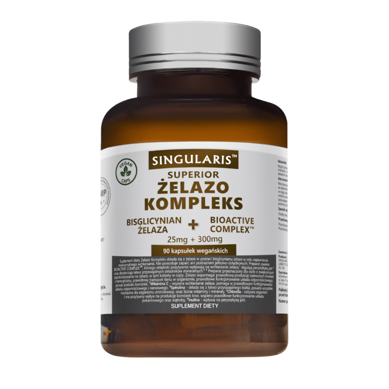 Singularis Żelazo Kompleks Bioactive 90 kaps - suplement na niedobory żelaza
