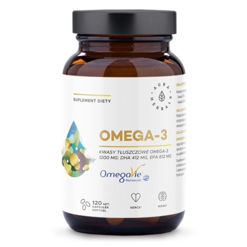 Aura Herbals Omega 3 1200mg - 120 kapsułek - Kwasy tłuszczowe dla zdrowia