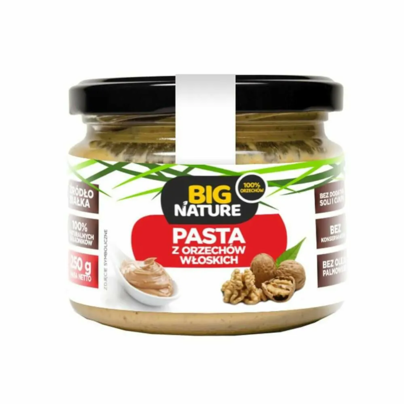 Big Nature Pasta z Orzechów Włoskich 250g - Zdrowy Krem Dietetyczny Bez Cukru