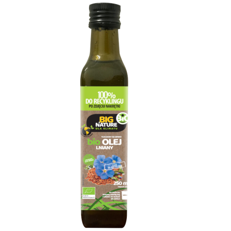 Big Nature Olej Lniany BIO 250ml - Źródło Omega-3