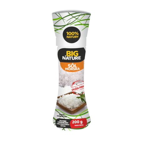 Big Nature Sól Morska Gruba Młynek 200g - Naturalna sól morska