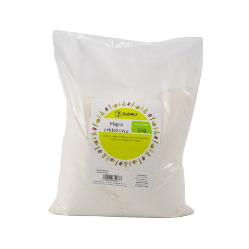 KruKam Mąka Orkiszowa Jasna Typ 630 1000g - Zdrowa Żywność